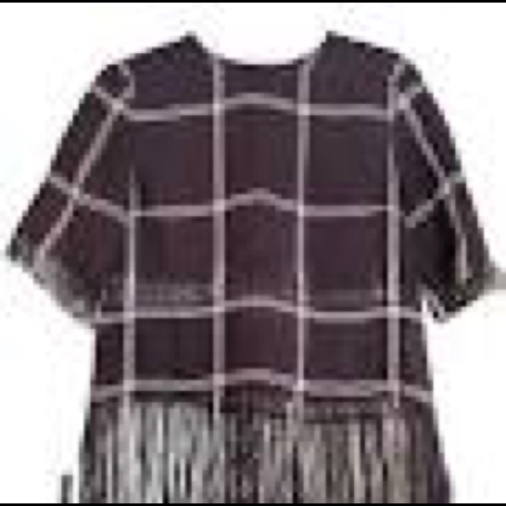 MSGM Milano Plaid Fringe Flax Linen Top Sz 38 NWOT